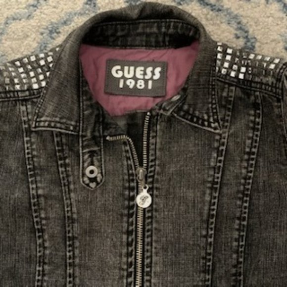 GUESS 1981 black denim jacket small size - Picture 4 of 7